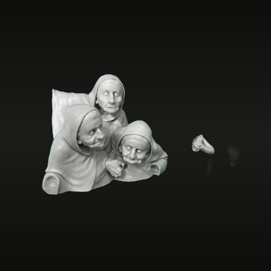 Three Grannies 1/12 Scale Resin Bust 3-Figure Set - unpainted resin model kit