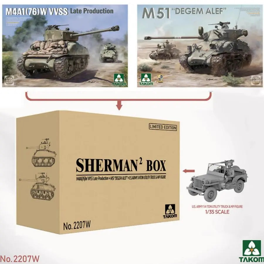 WWII M4 Sherman Medium Tank Set Two-Tank Diorama 1/35 Resin Vehicle Kit - resin model view 3