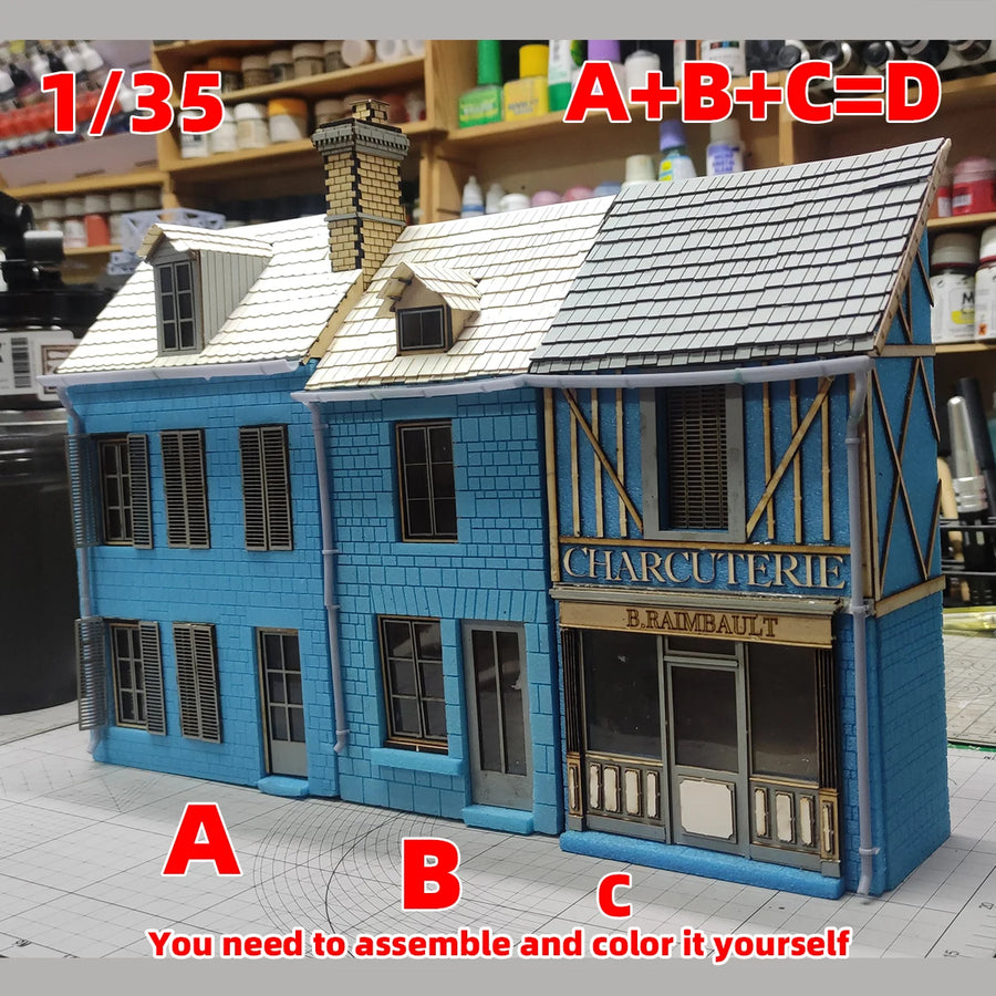 Assembly Architectural Sand Table Europe Building House Shop Home Multi-Storey Residential Cafe Diorama Scale Model Kit 1/35