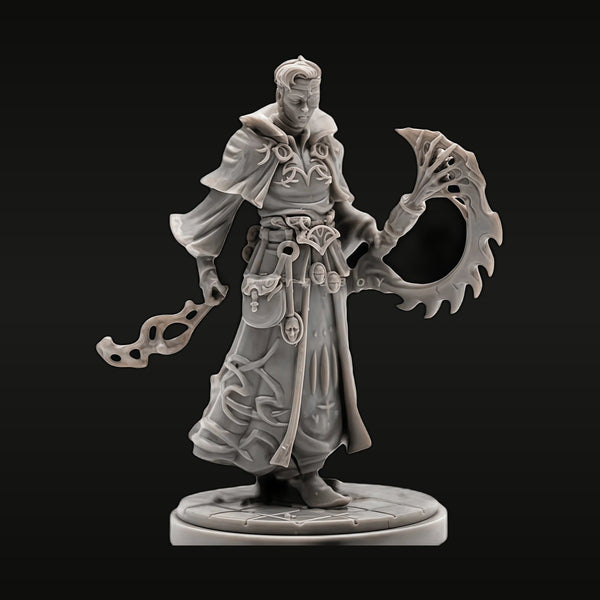 Fantasy Male Wizard with Dual Axes 28mm Resin Figure Kit