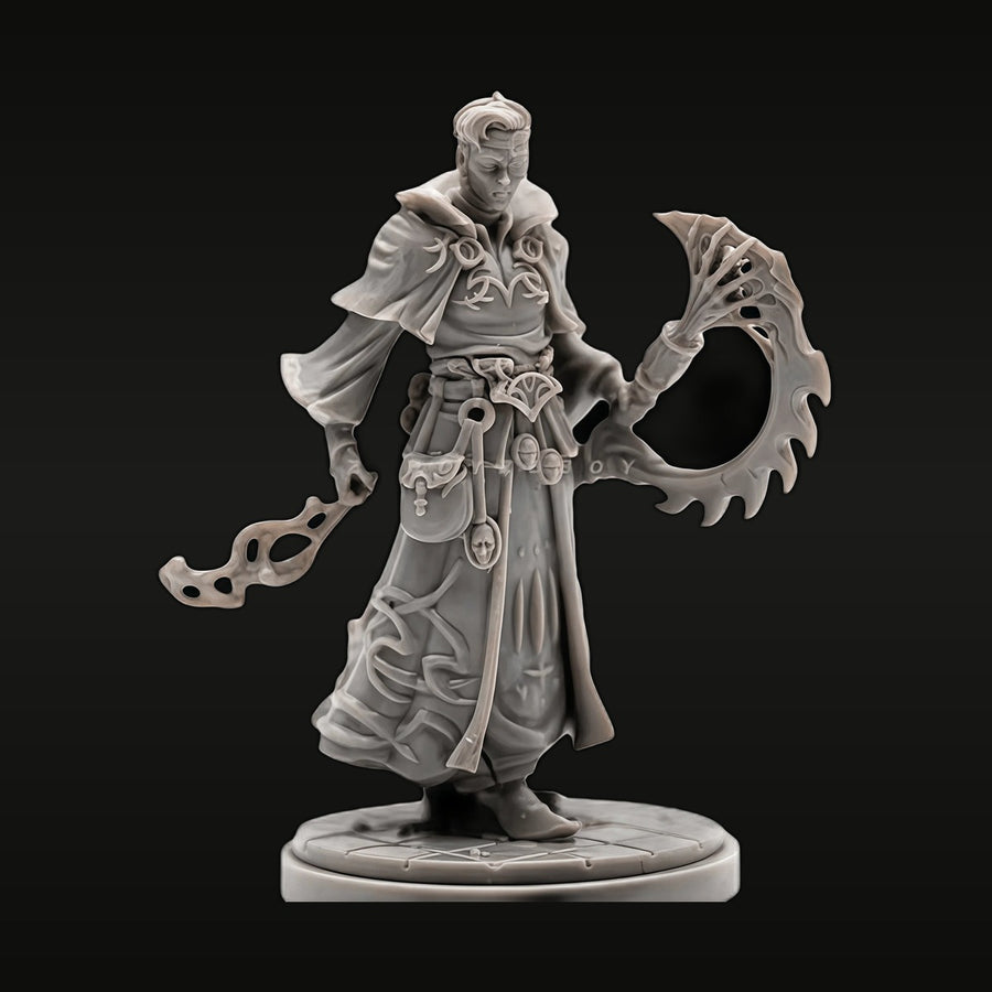 Fantasy Male Wizard with Dual Axes 28mm Resin Figure Kit - unpainted resin model kit
