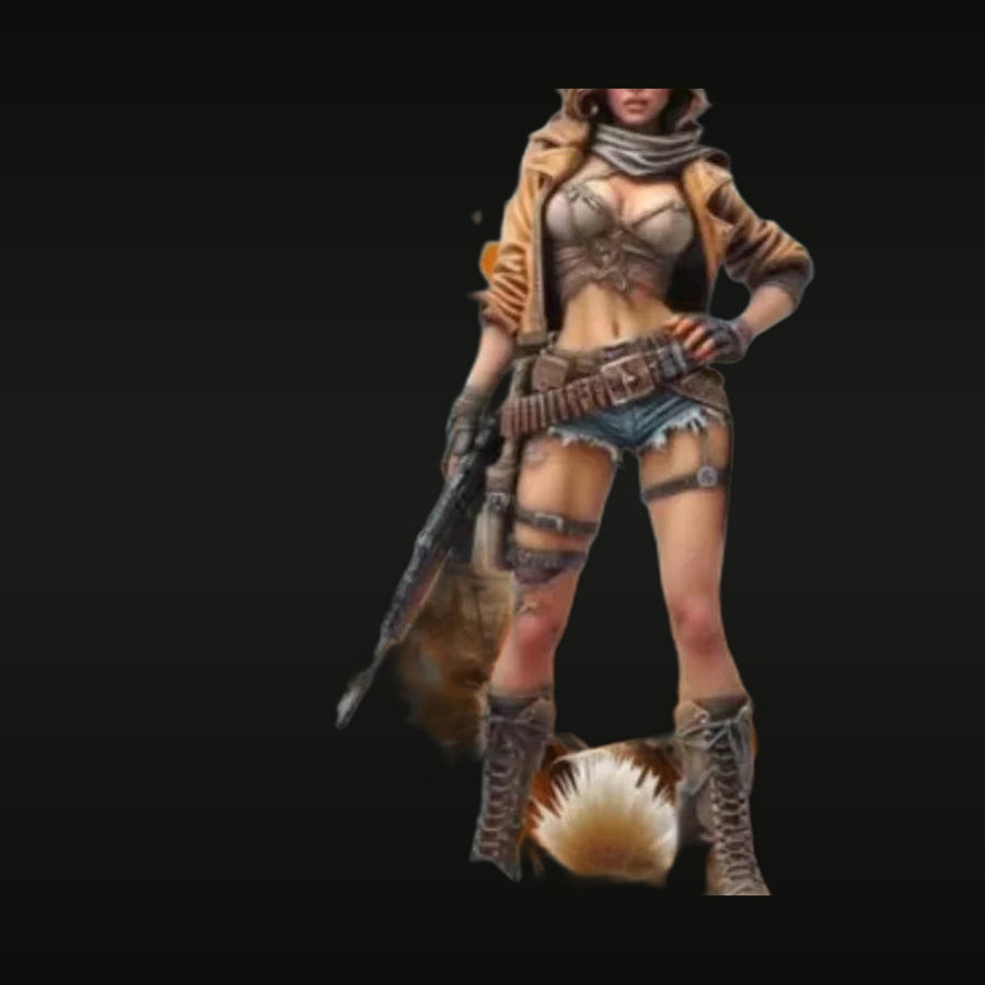 Wasteland Female Survivor with Rifle 75mm Resin Figure Kit - unpainted resin model kit