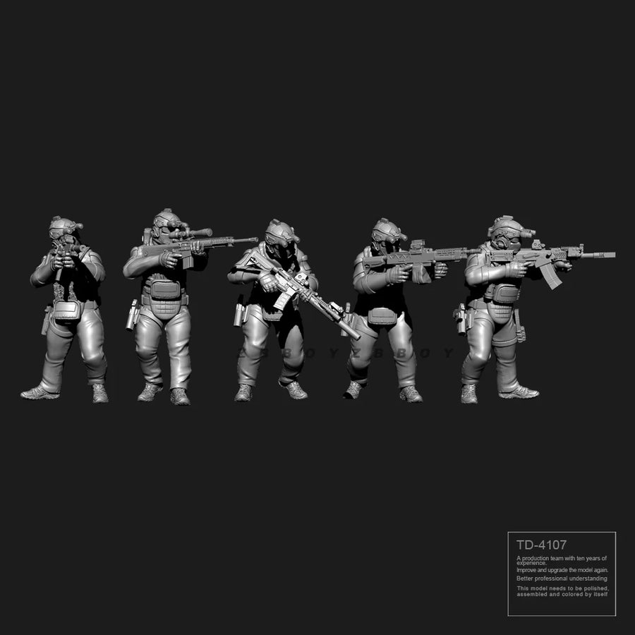 Sci-Fi Female Soldier with Scoped Rifle and Body Armor 38mm Resin Figure Kit - resin model view 5