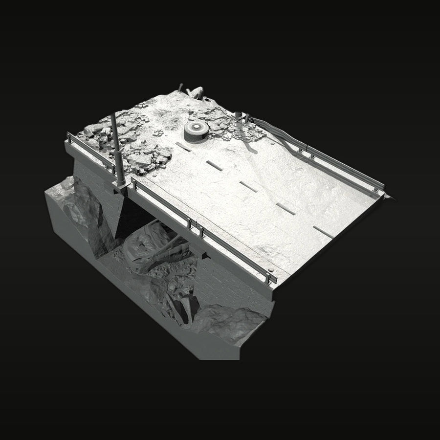 Modern Battle Diorama Base with Rubble and Terrain 1/35 Resin Kit - unpainted resin model kit