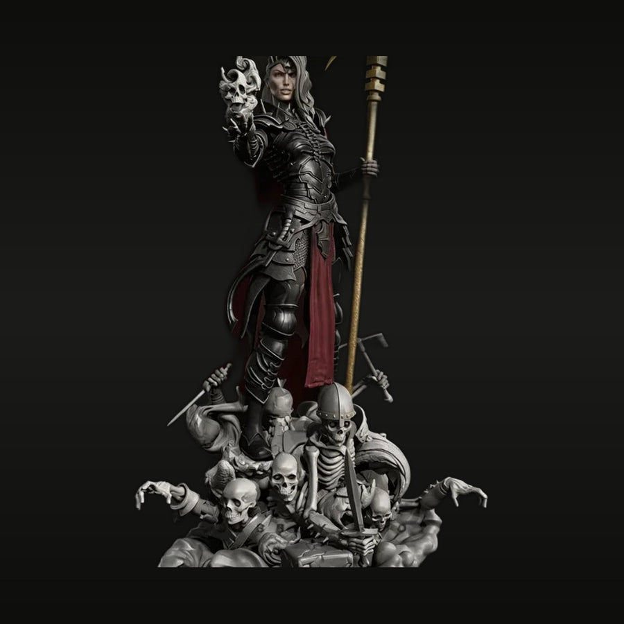 Fantasy Death Goddess with Skull Orb and Staff 38mm Resin Figure Kit - unpainted resin model kit
