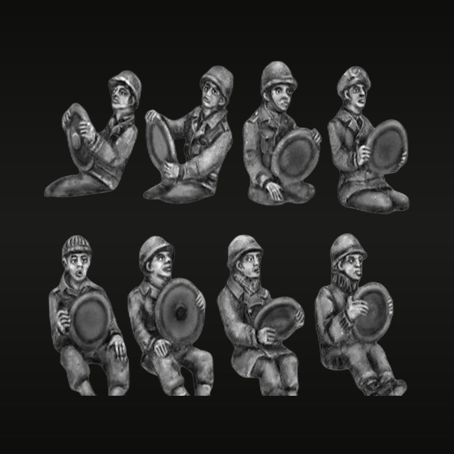 WWI US Army Infantry Squad Seated 1/72 Resin Figure Set (8 Figures) - unpainted resin model kit