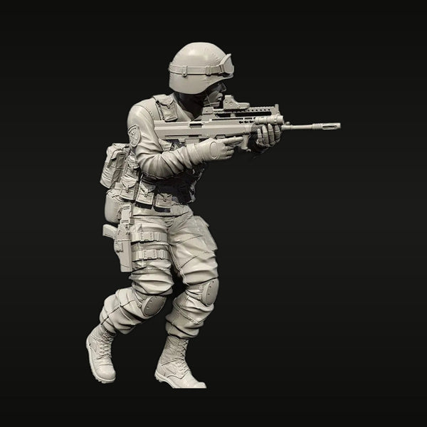Modern Tactical Infantry Operator with Assault Rifle 1/72 Resin Figure