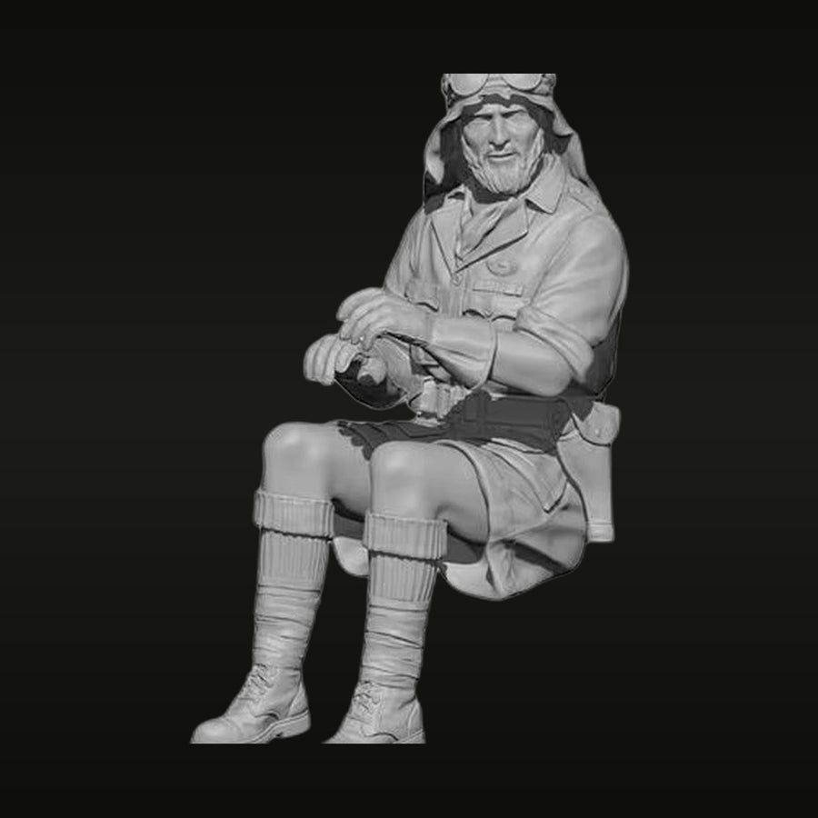 WWII British Soldier Tropical Kit Seated 1/35 Resin Figure Kit - unpainted resin model kit