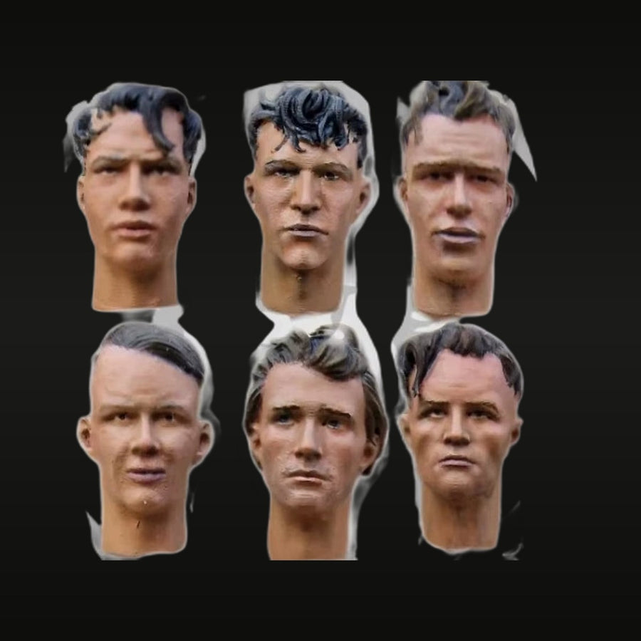 WWII Soldier Heads 6-Pack 1/35 Scale Resin Figure Kit - unpainted resin model kit