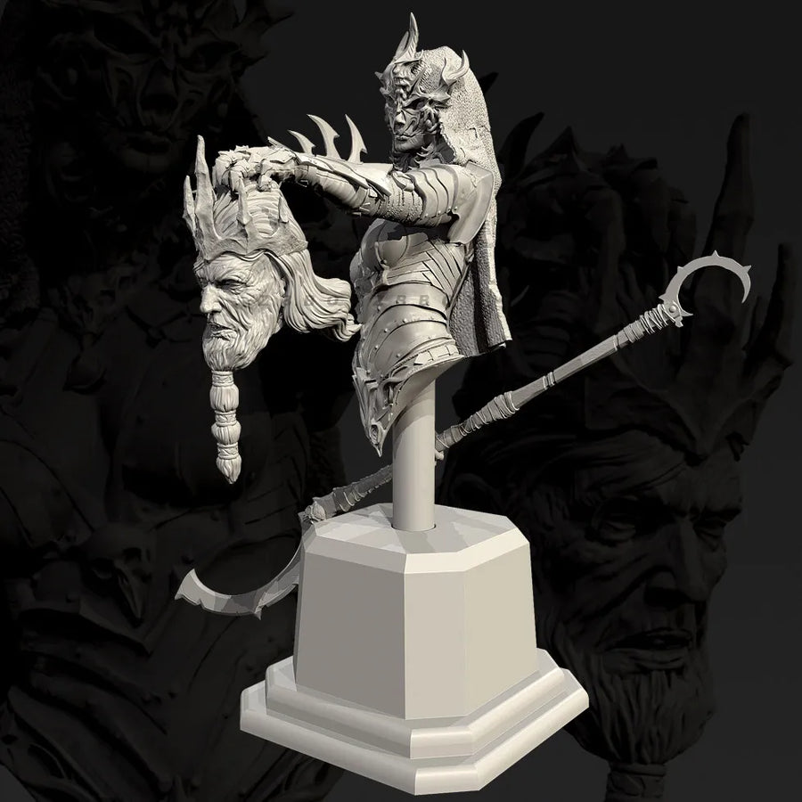 Fantasy Female Demonic Warrior Queen on Demonic Beast 75mm Resin Figure Kit - resin model view 2