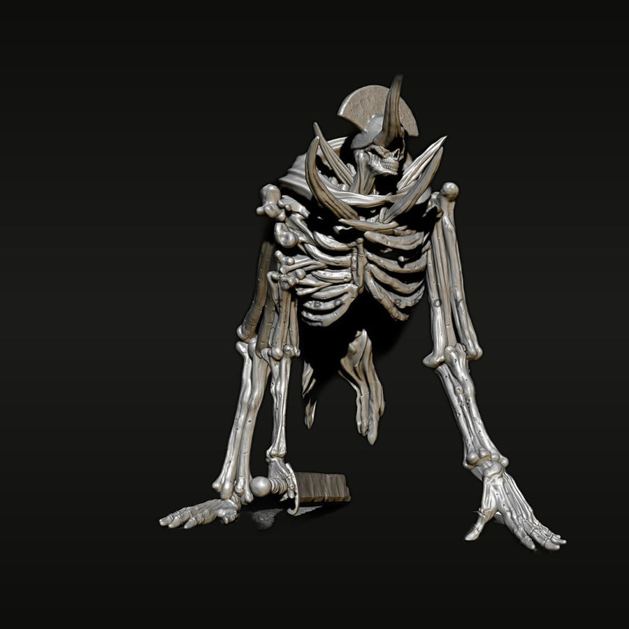 Skeletal Demon Warrior with Horns 38mm Resin Figure Kit - unpainted resin model kit