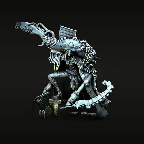 Steampunk Female Angel Warrior with Gatling Gun 38mm Resin Figure Kit