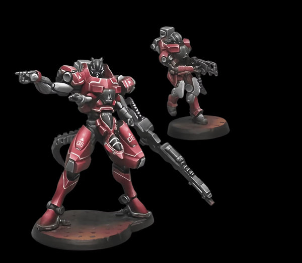 Sci-Fi Mecha Soldier Red Armor Power Suit with Cannon 1/35 Resin Figure Kit