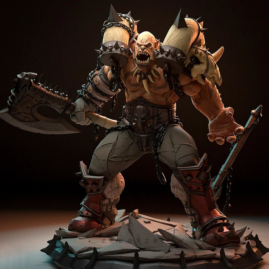 Orc Warlord Multi-Head 50mm Resin Figure Kit - resin model view 4