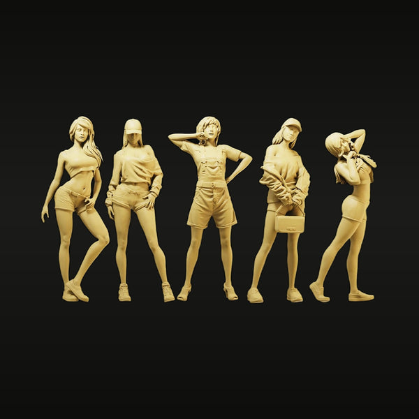 Modern Casual Female Figures Set of 5 28mm Resin Figure Kit
