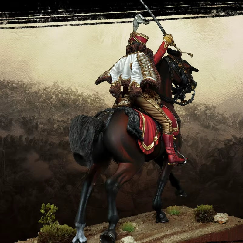 Napoleonic French Hussar Officer Mounted with Saber 54mm Resin Figure Kit - resin model view 3