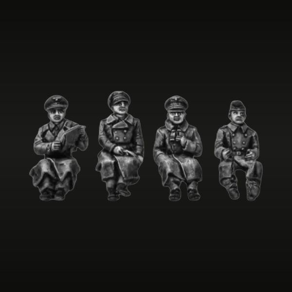 WWII German Officers Seated Command 4-Figure Set 28mm Resin Kit