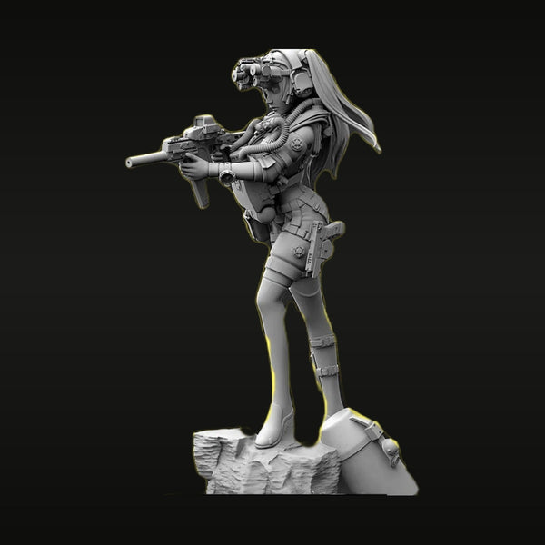 Modern Female Soldier with Rifle 1/35 Resin Figure Kit
