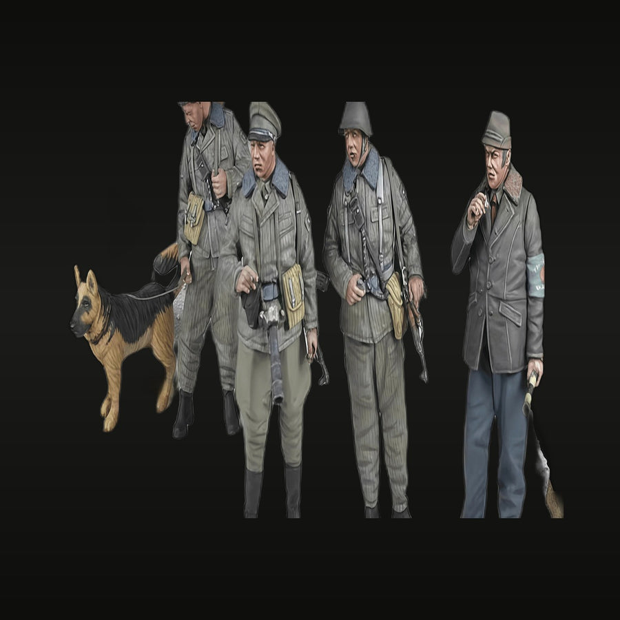 WWII German Officers & NCOs with Service Dog 1/35 Resin Figure Kit - unpainted resin model kit