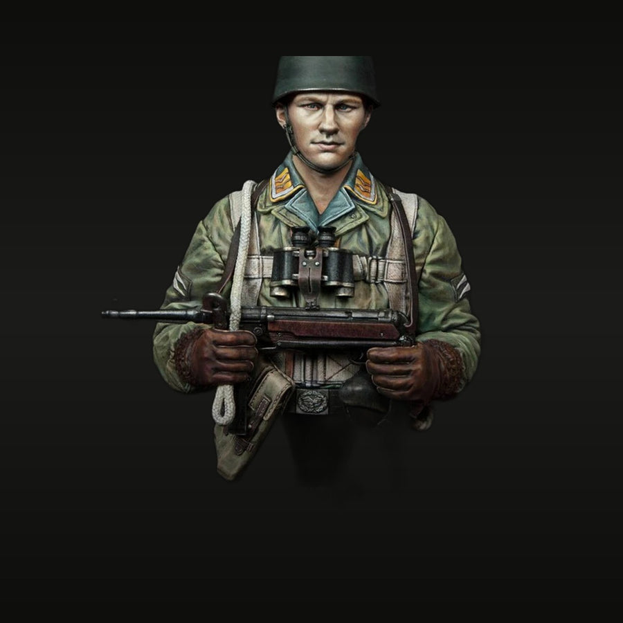 WWII German Fallschirmjäger with MP40 1/10 Resin Bust Kit - unpainted resin model kit