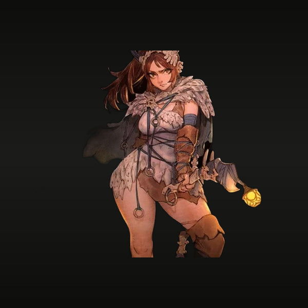 Fantasy Female Warrior with Mace and Lantern 38mm Resin Figure Kit