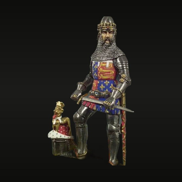 Medieval English King in Plate Armor with Royal Heraldic Surcoat 54mm Resin Figure Kit