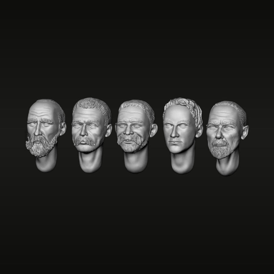 Male Head Set Variety Pack 1/35 Resin Bust Kit (5 Heads) - unpainted resin model kit