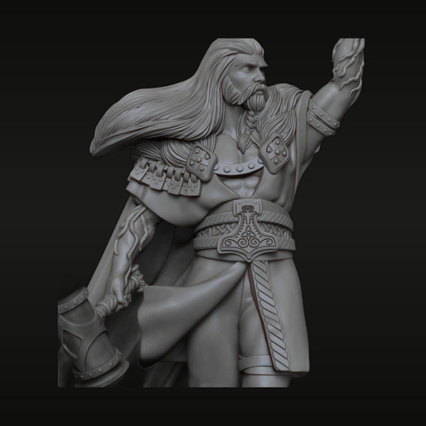 Fantasy Norse God Thor with Mjolnir and Lightning 1/24 Resin Figure Kit