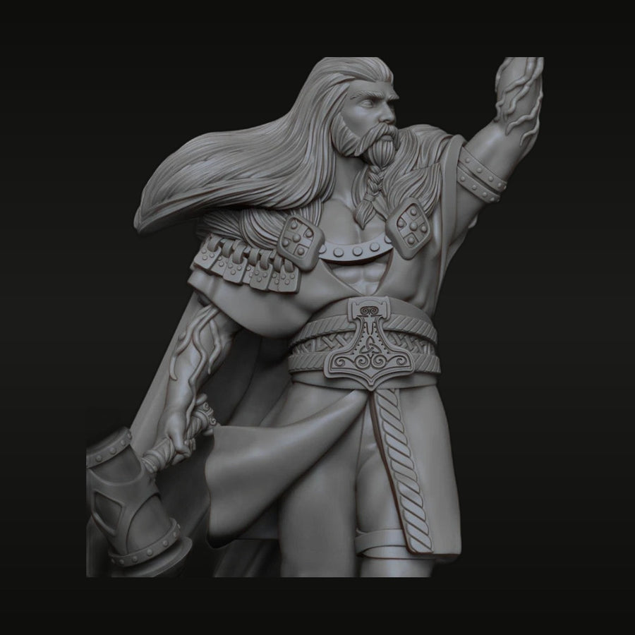 Fantasy Norse God Thor with Mjolnir and Lightning 1/24 Resin Figure Kit - unpainted resin model kit