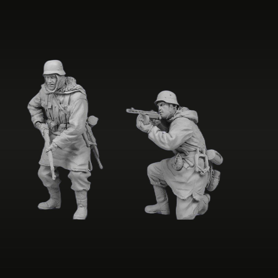 WWII German Soldiers Winter Combat Set 28mm Resin Figure Kit - unpainted resin model kit