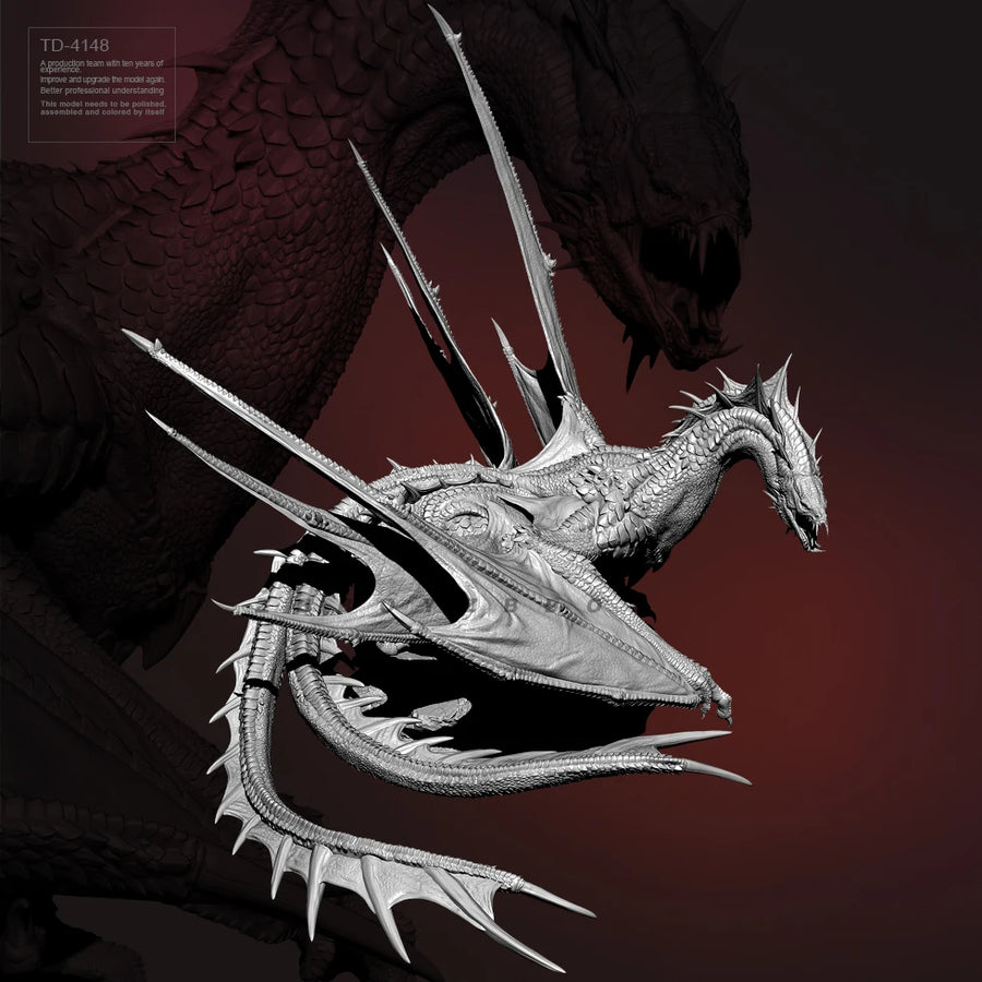 Fantasy Dragon with Spiked Horns 80mm Resin Figure Kit - resin model view 4