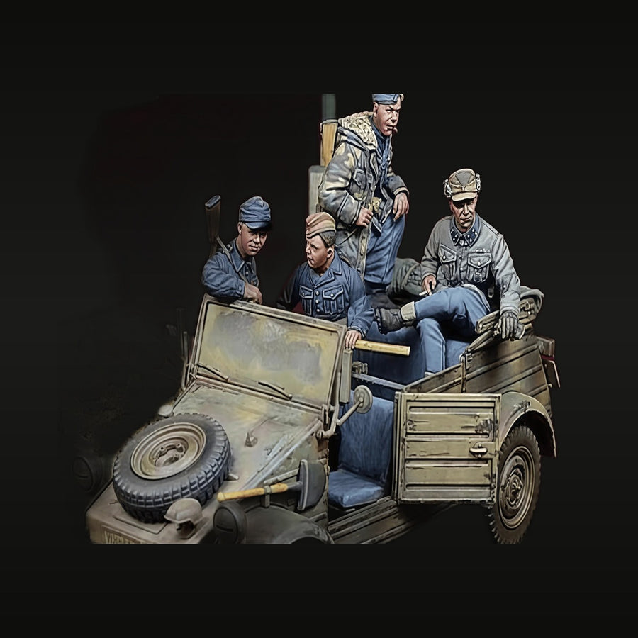 WWII German Wehrmacht Kübelwagen Crew 1/35 Resin Figure Set - unpainted resin model kit