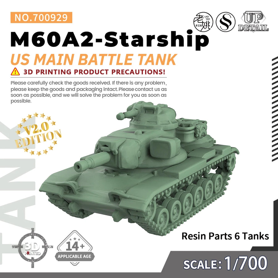 1/144 1/200 1/700  SS929 Military Model Kit US M60A2-Starship Main Battle Tank Miniature Static War Games