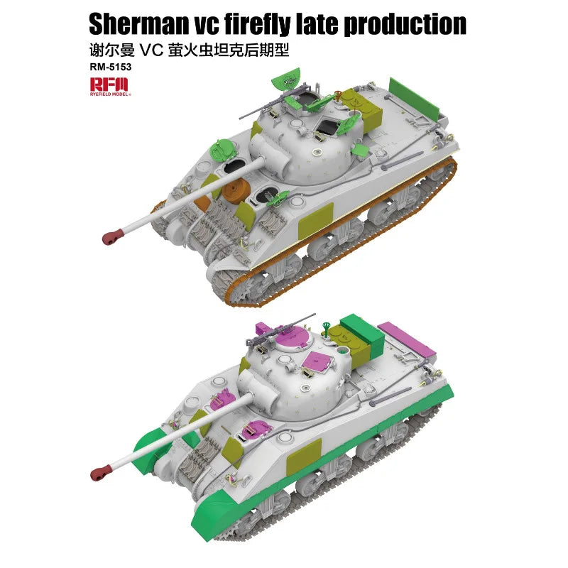 RYE FIELD MODEL RFM-5153 1/35 Sherman Vc Firefly Late Production.Assembly Model Kit