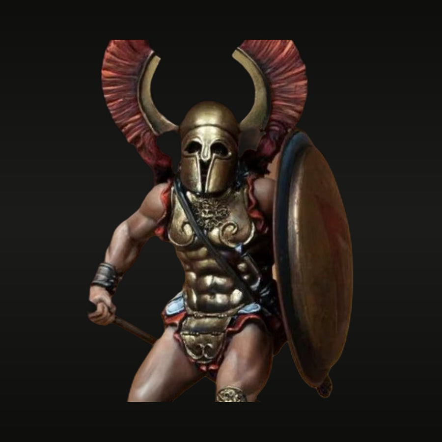 Ancient Greek Hoplite Warrior with Horned Helm 1/24 Resin Figure - unpainted resin model kit
