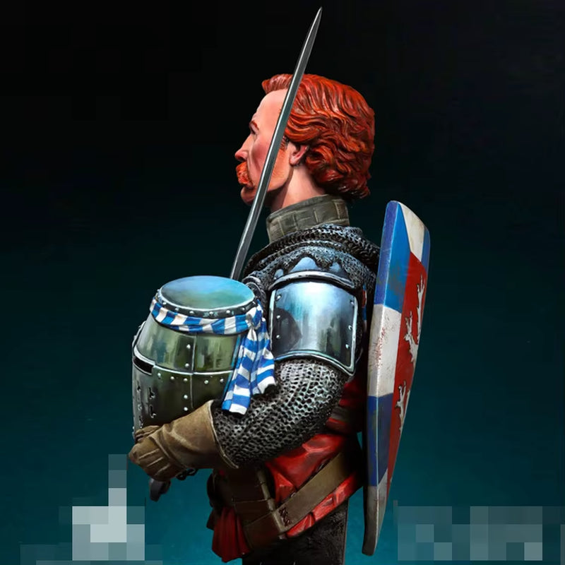 Medieval Scottish Warrior with Heraldic Lion Shield 1/12 Resin Bust Kit - resin model view 4