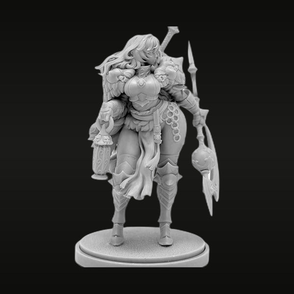 Fantasy Female Warrior with Halberd & Ornate Plate Armor 1/35 Resin Figure Kit