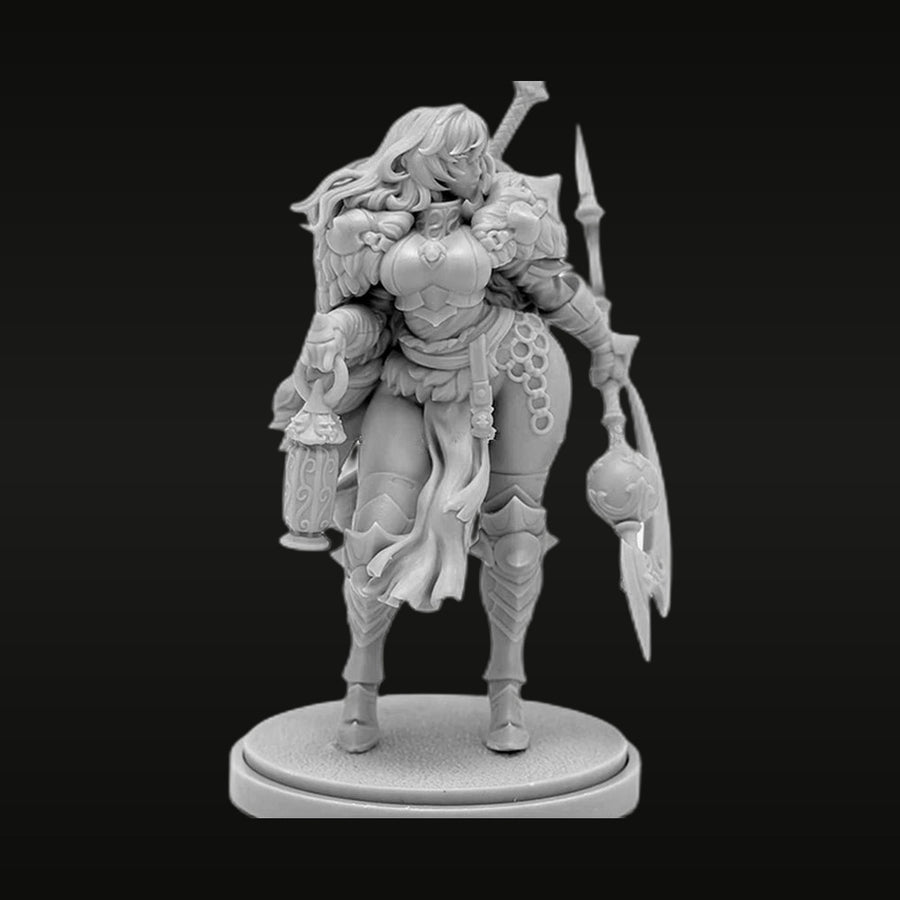 Fantasy Female Warrior with Halberd & Ornate Plate Armor 1/35 Resin Figure Kit - unpainted resin model kit