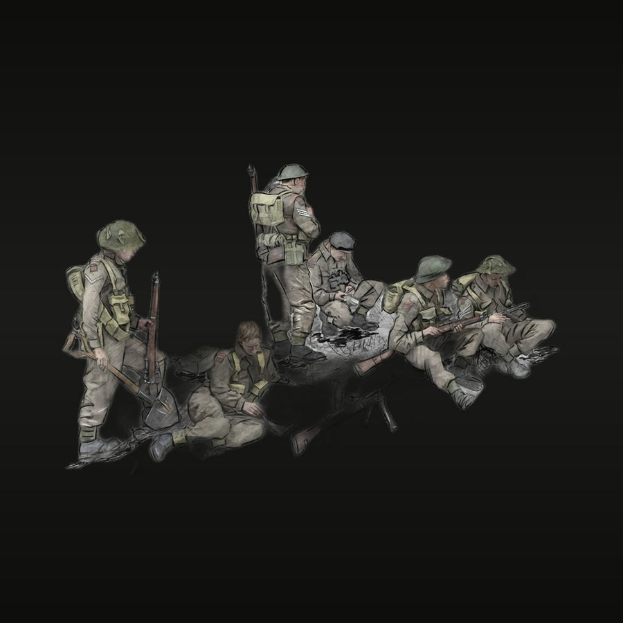 WWII British Infantry Squad Normandy 1944 1/35 Resin Figure Set - unpainted resin model kit