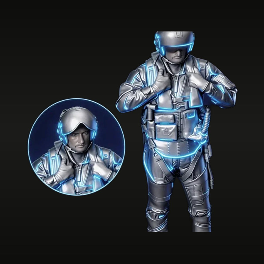 Modern Military Fighter Pilot with Flight Helmet and G-Suit 1/24 Resin Figure Kit - unpainted resin model kit