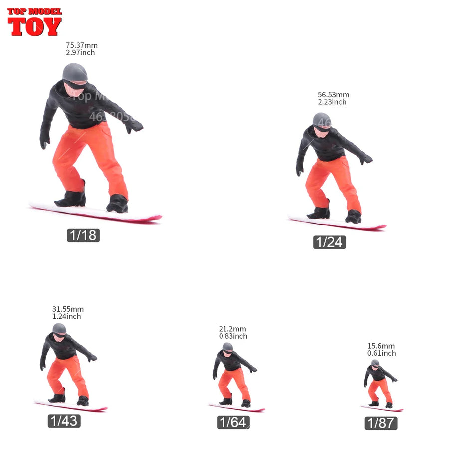 Snowboarder Male Resin Miniature Figure 1/64 Scale Model Kit - resin model view 5