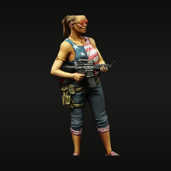 Modern Female Operator with M4 Carbine & Flag Motif 1/35 Resin Figure Kit
