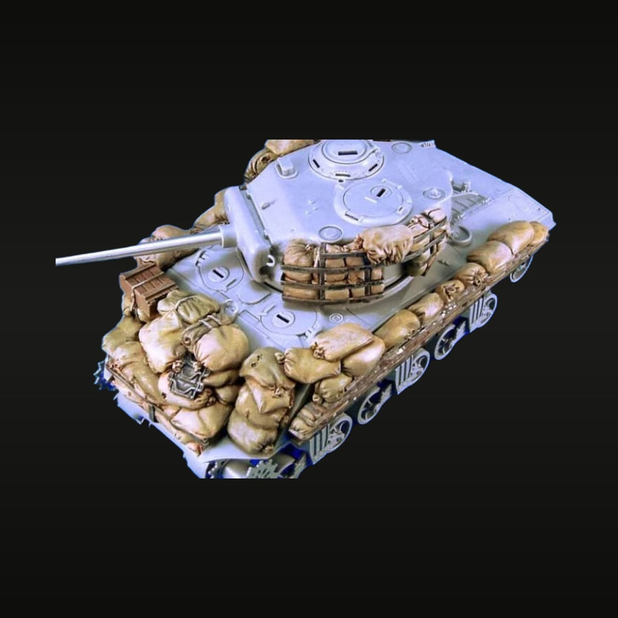 WWII US M4 Sherman Tank with Sandbag Armor and Stowage 1/35 Resin Vehicle Kit - unpainted resin model kit