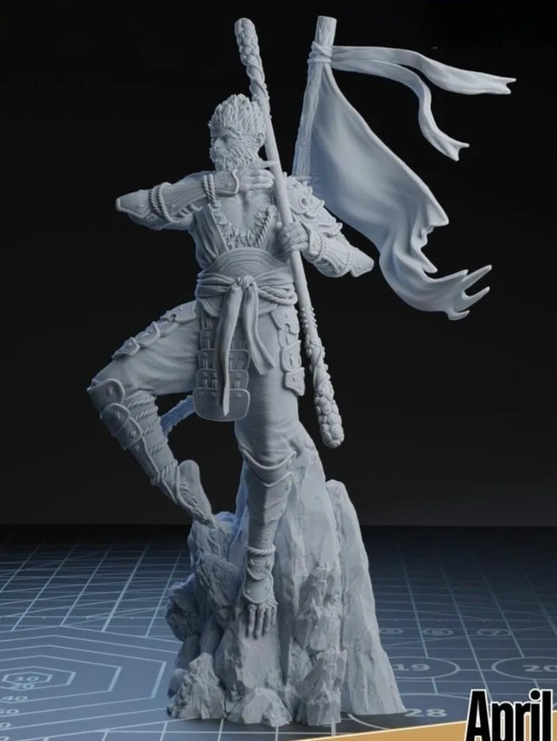 Fantasy Asian Warrior Sun Wukong Monkey King 75mm Resin Bust Kit - resin model view 5