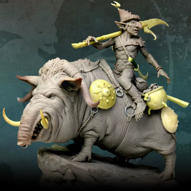 Goblin Warlord on War Boar 75mm Resin Figure Kit - resin model view 2