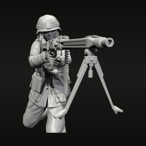 WWII US Female Machine Gunner Tripod Mount 1/35 Resin Figure Kit