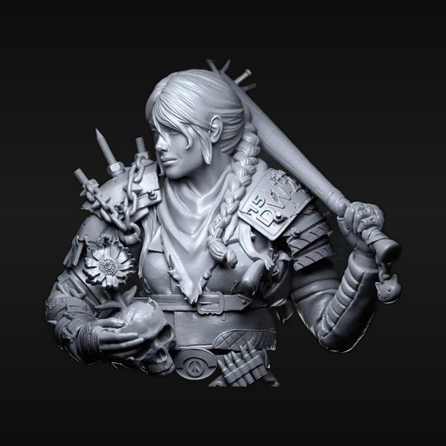 Fantasy Female Warrior with Axe and Twin Daggers 1/10 Resin Bust - unpainted resin model kit