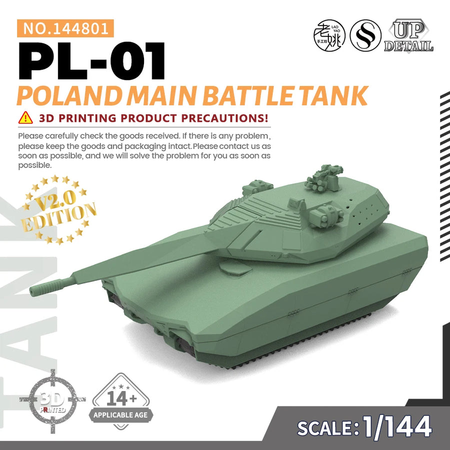 1/144 1/200 1/350 1/700 MRY-SFW SS801 Military Model Kit Poland PL-01 Main Battle Tank Miniature Static War Games