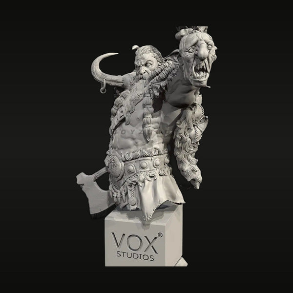 Fantasy Warrior Bust with Demonic Head Trophy 50mm Resin Kit
