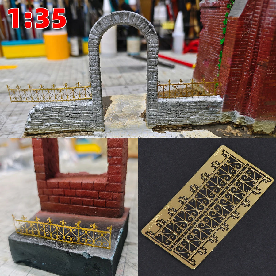 Photo Eatch PE Assembly Architectural Model Sand Table Grille Wall Parapet Iron Fence Building Diorama Scale Model Kit 1/35